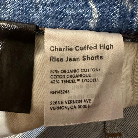 Reformation Blue Charlie Cuff High Rise Denim Jean Shorts 25 Organic Cotton - Picture 7 of 11
